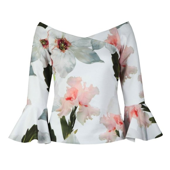 TED BAKER Bloom Bell Sleeved Top Size 6 - Picture 7 of 13